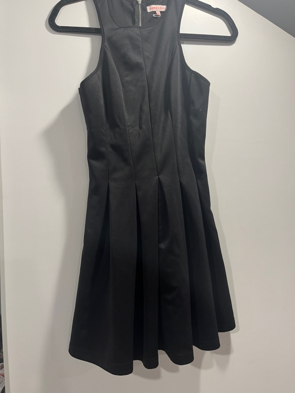 Nameless Black Sleeveless Pleated Fit-and-Flare Dress